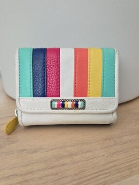 Rare Vintage Brighton Caramba Multi-Colored Leather Compact Wallet